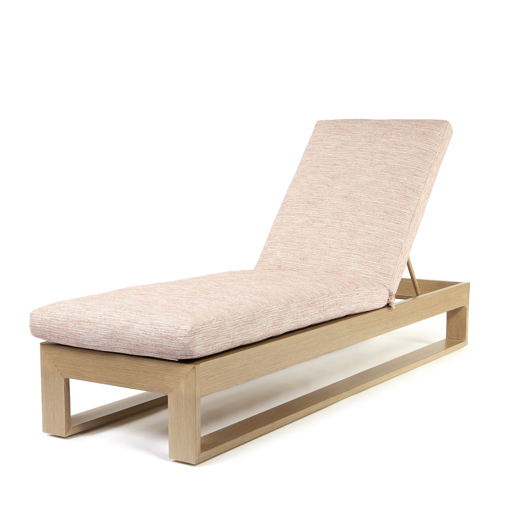 Novara Chaise Lounge Brushed Clay Cushions Flax Finish