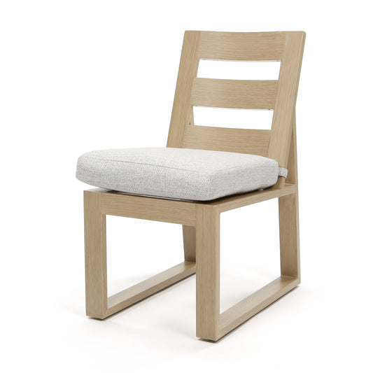 Novara Dining Side Chair Crosshatch Vapor Cushions Flax Finish