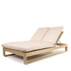 Novara Double Chaise Lounge Brushed Clay Cushions Flax Finish