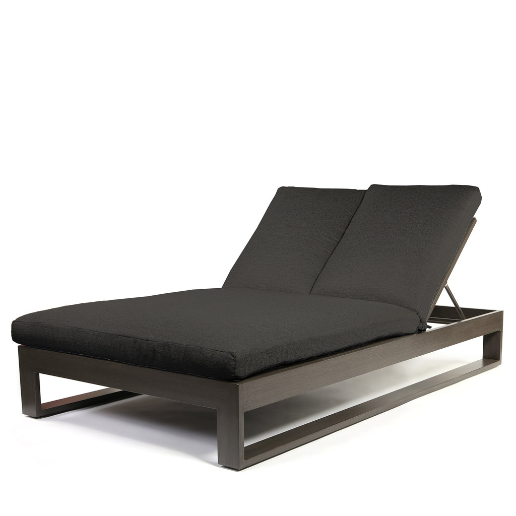 Novara Double Chaise Lounge Nurture Charcoal Cushions Smoke Finish
