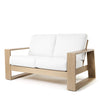 Novara Loveseat Nurture Pebble Cushions Flax Finish