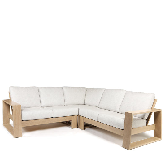 Novara Sectional Set Crosshatch Vapor Cushions Flax Finish