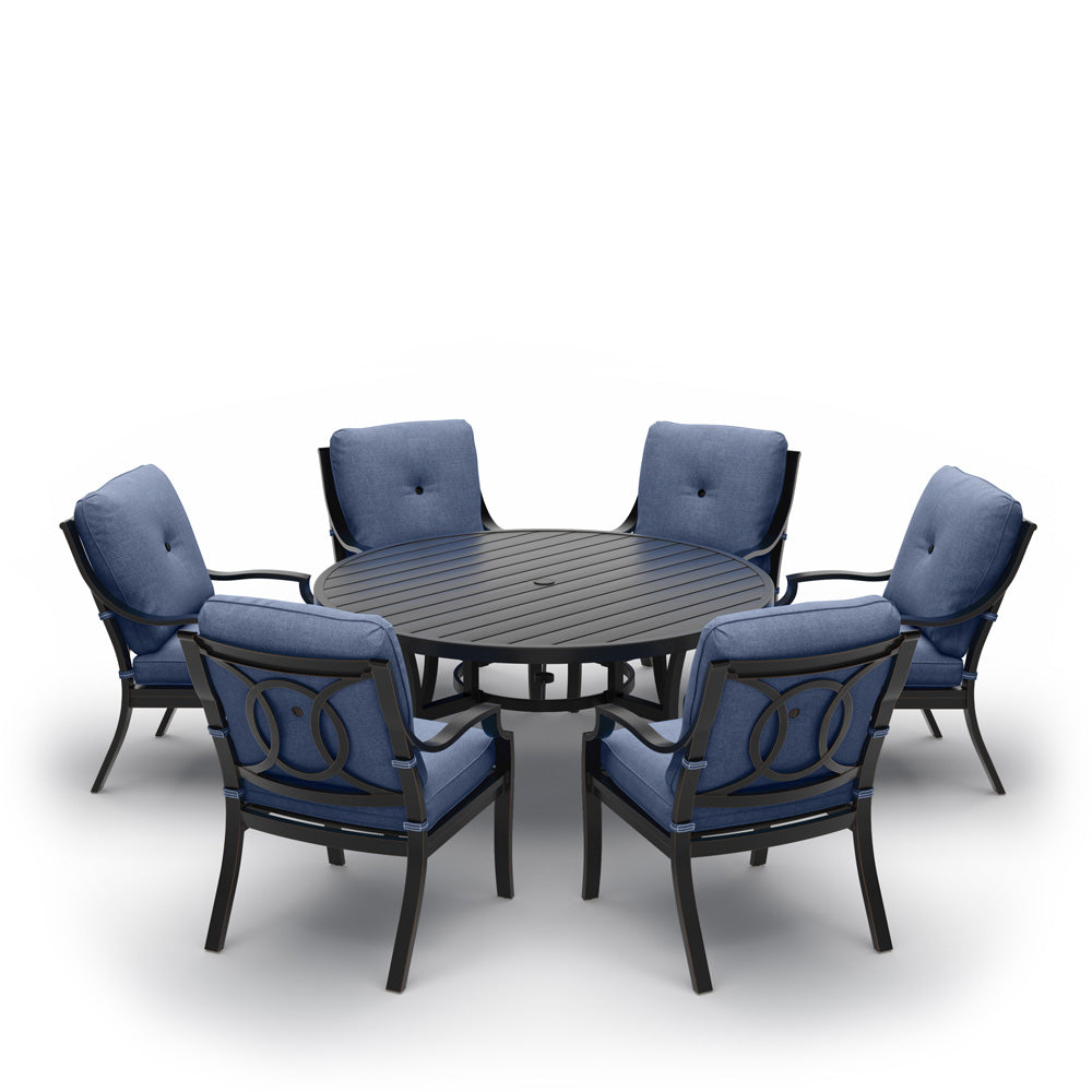 Olympia 7 Piece Dining Set - 6 Dining Chairs 60" Round Table