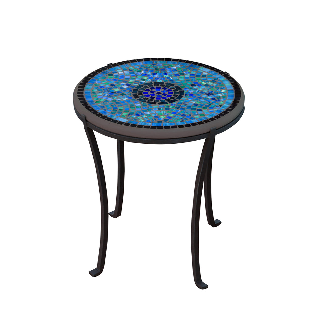 Opal Glass 18 Round Chaise Table Black Frame