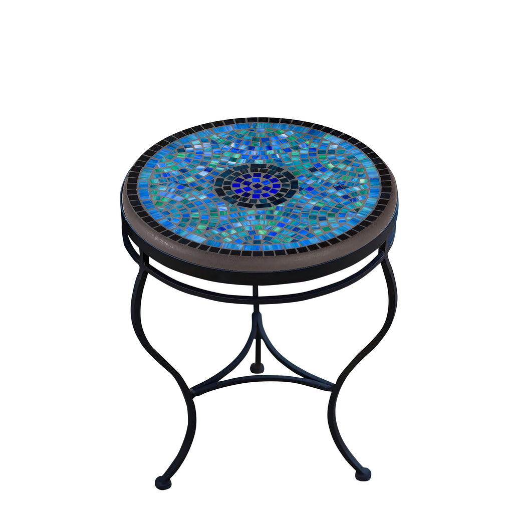 Opal Glass 18 Round Side Table Black Frame