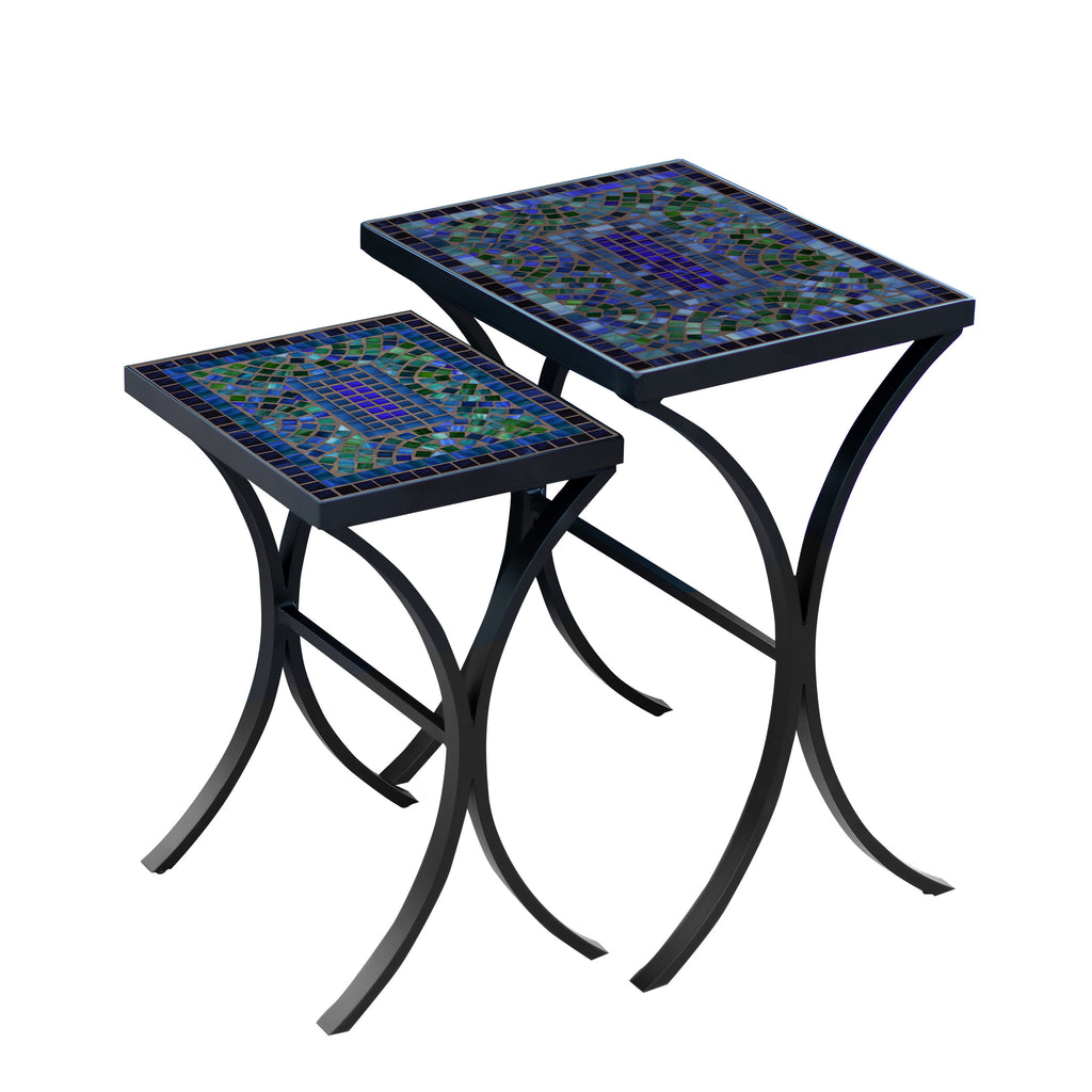Opal Glass Nesting Table Set Black Frame