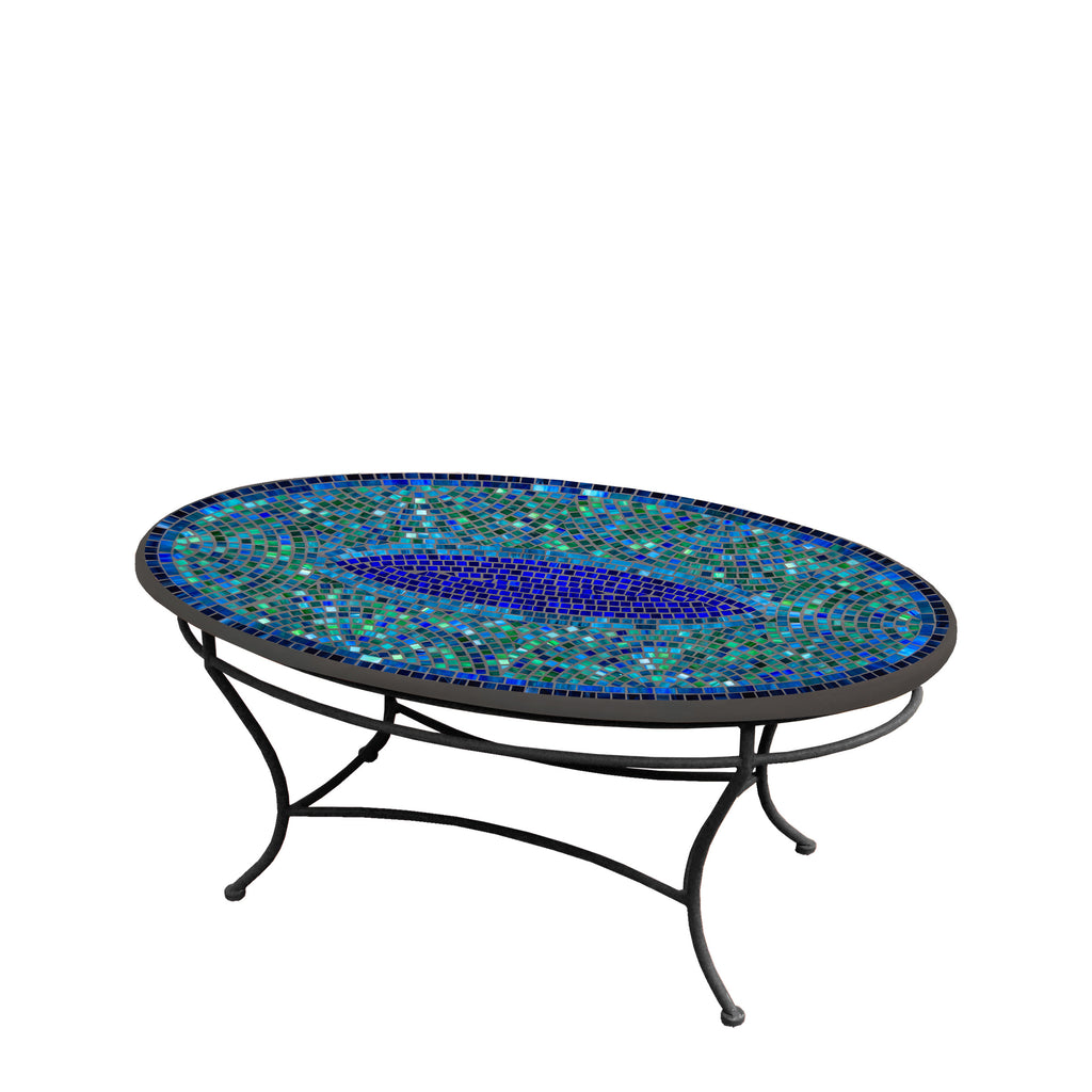 Opal Glass Oval Coffee Table Black Frame