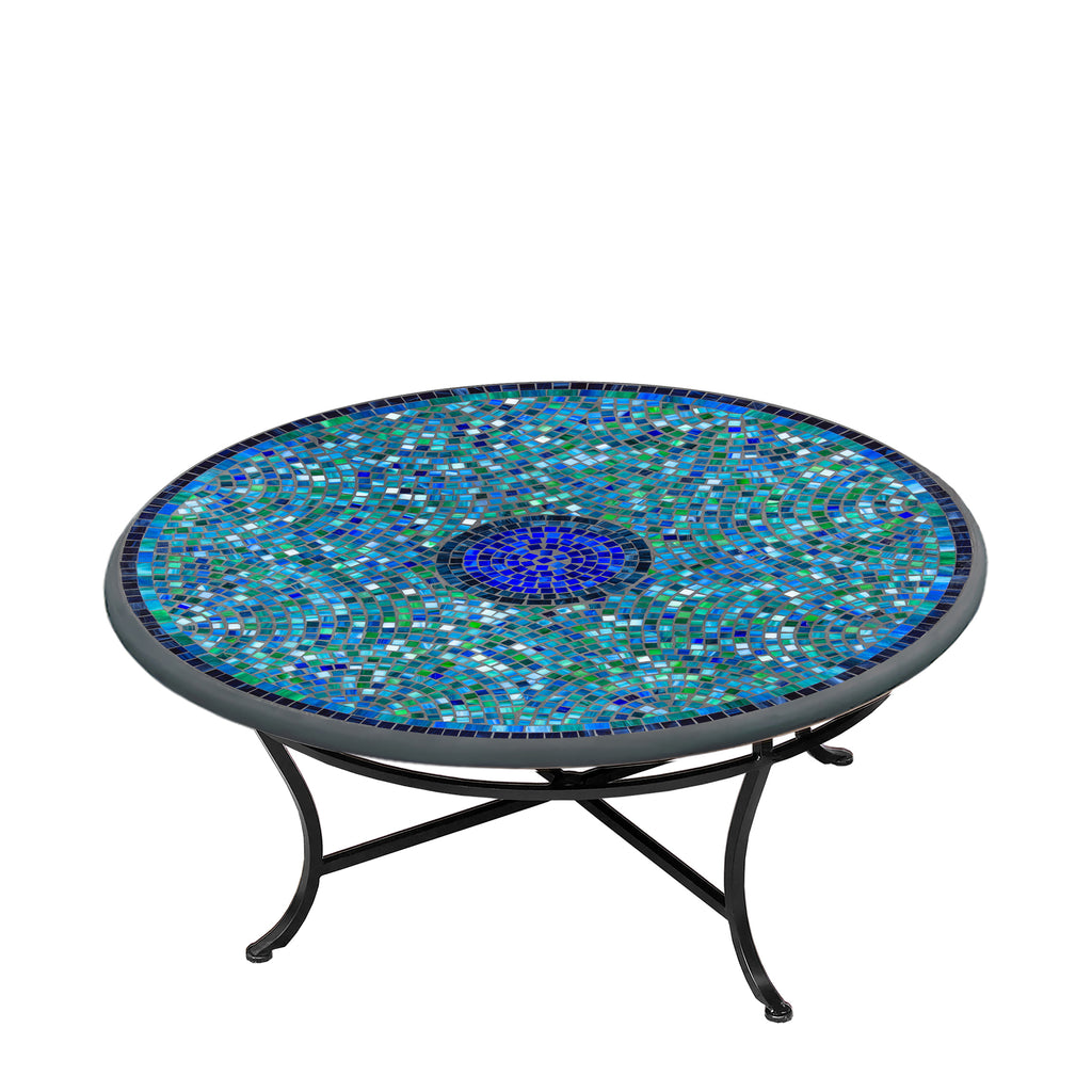 Opal Glass Round Coffee Table Black Frame