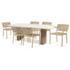 Orleans 7PC Dining Set Flax Finish Albaster Top All Dining Arm Chairs