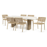 Orleans 7PC Dining Set Flax Finish Albaster Top