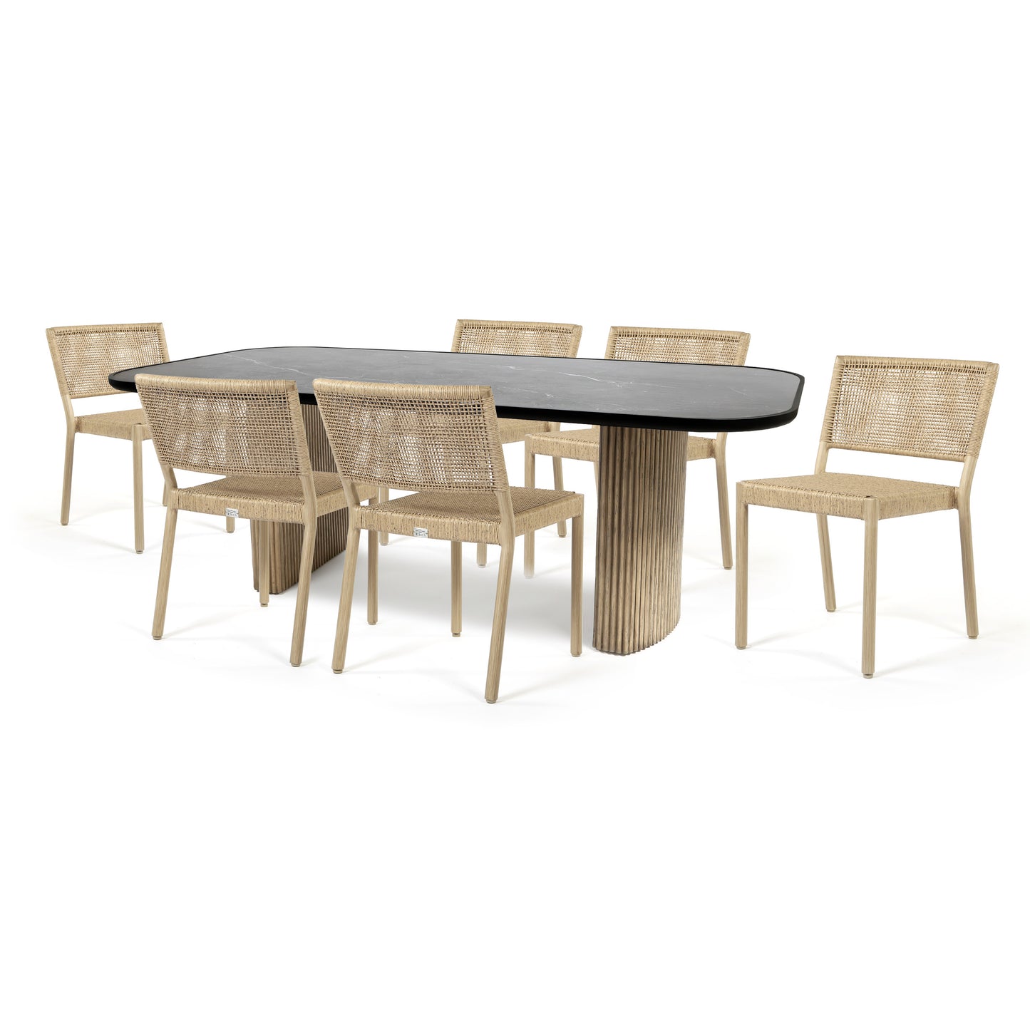 Orleans 7PC Dining Set Flax Finish Onyx Top All Dining Side Chairs, image 7