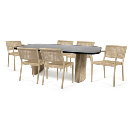 
                  Orleans 7PC Dining Set Flax Finish Onyx Top - Image 5
                