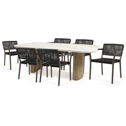 
                  Orleans 7PC Dining Set Smoke Finish Albaster Top All Dining Arm Chairs - Image 9
                