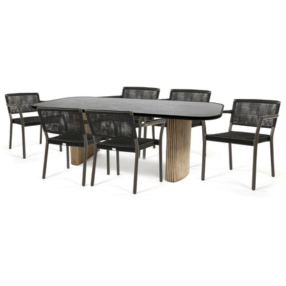 
                  Orleans 7PC Dining Set Smoke Finish Onyx Top All Dining Arm Chairs - Image 2
                