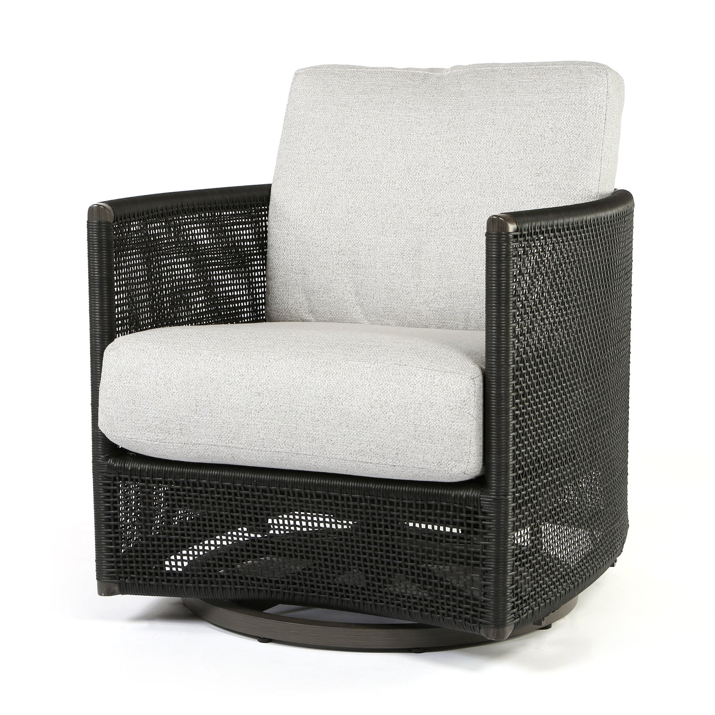 Orleans Swivel Rocker Club Chair Crosshatch Vapor Cushions Smoke Finish, image 4