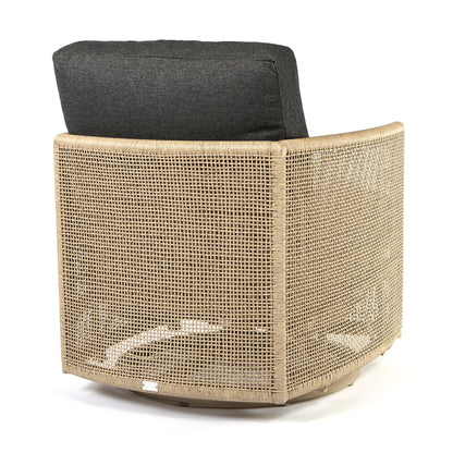 
                  Orleans Swivel Rocker Club Chair Nurture Charcoal Cushions Flax Finish Back - Image 6
                