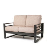 Palermo High Back Loveseat Brushed Clay Cushions Graphite Finish