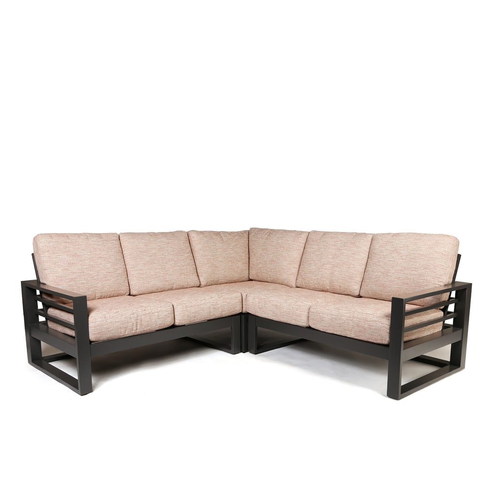 Palermo High Back Sectional Set Brushed Clay Cushions Graphite Finish