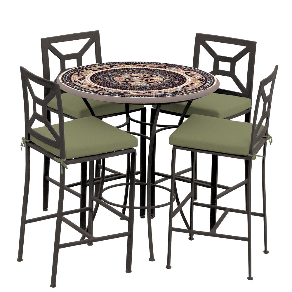 42" Round Mosaic Bar Height Dining Set with Espresso Frame