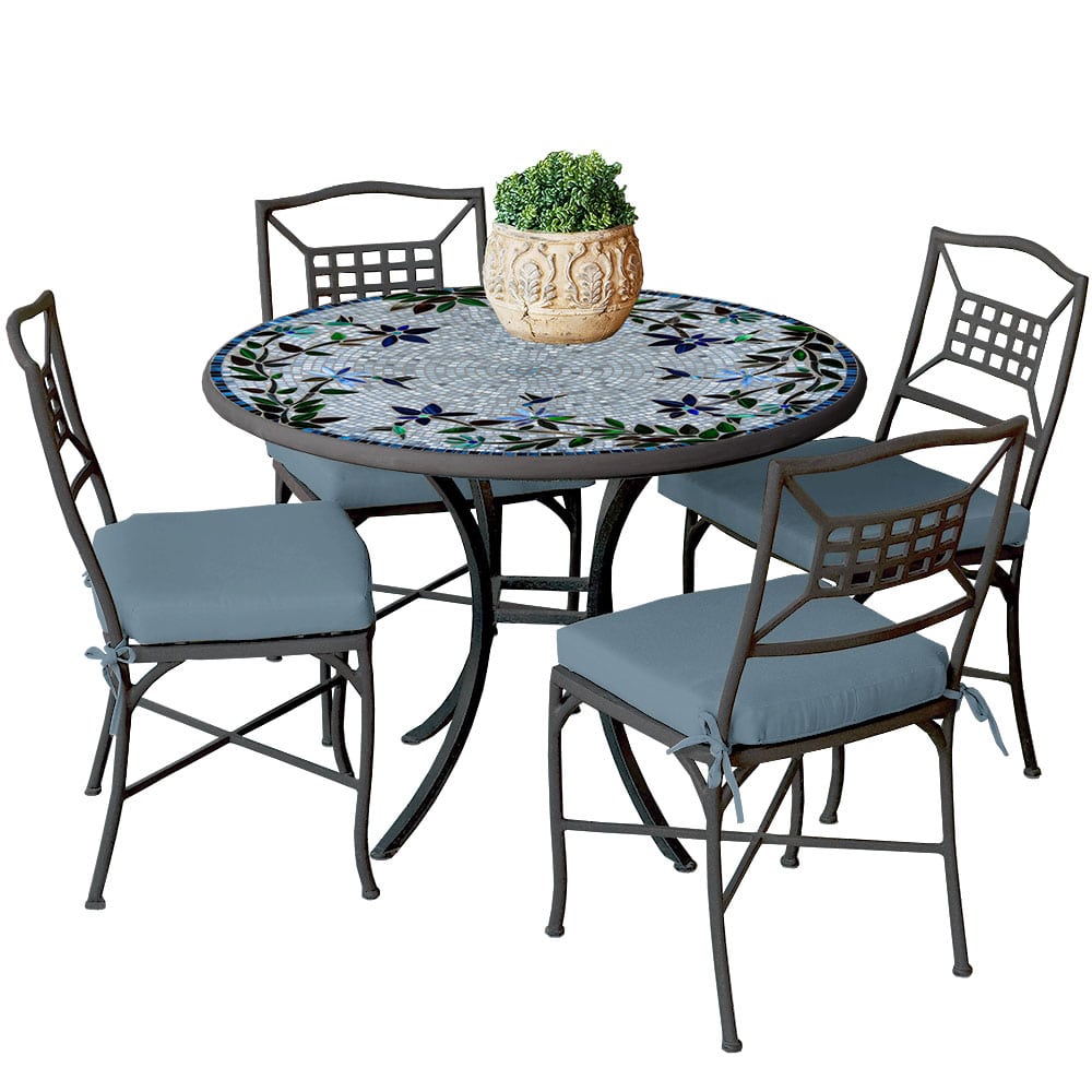 42" Round Mosaic Top Dining Set with Espresso Frame