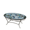 Royal Hummingbird Oval Coffee Table Pewter Frame