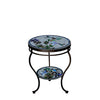 Royal Hummingbird Round Double Tiered Side Table Espresso Frame