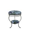 Royal Hummingbird Round Double Tiered Side Table Pewter Frame