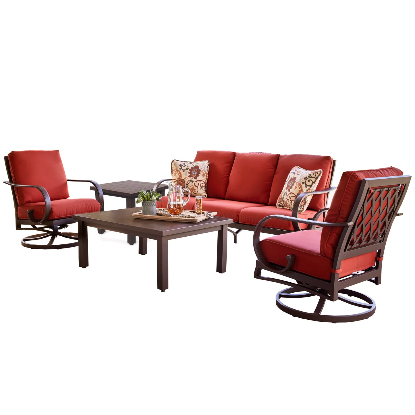 Sedona 5 Piece Sofa Set Canvas Terracotta Fabric, image 1