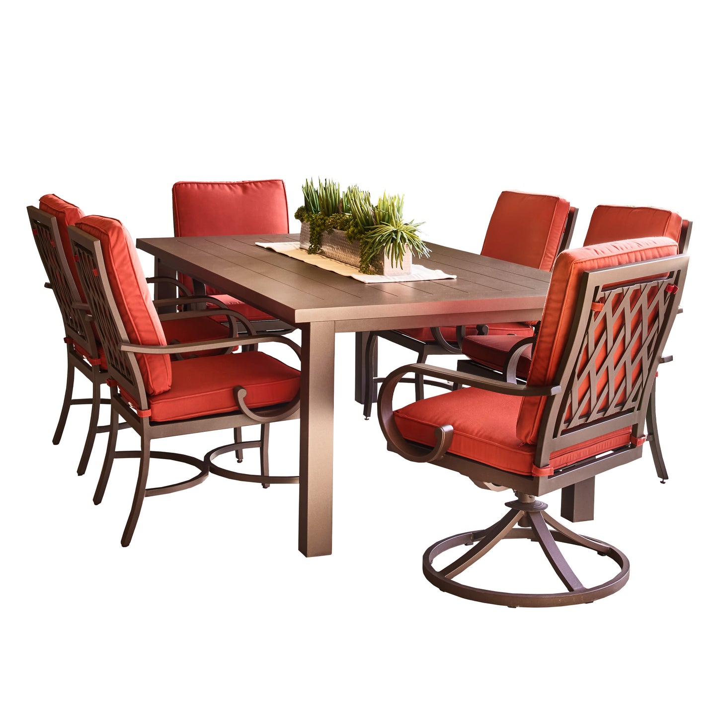 Sedona 7 Piece Dining Set Canvas Terracotta Fabric, image 1