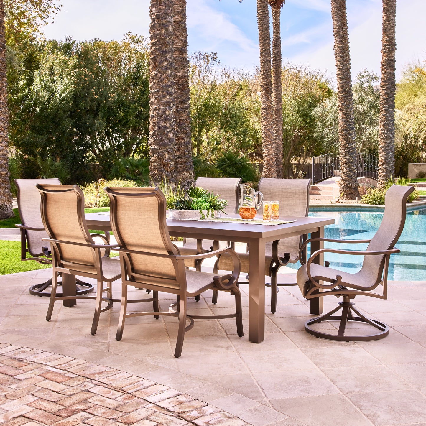 Sedona 7 Piece Sling High Back Dining Set Environmental, image 4