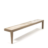 Siena Chaise Lounge Table Flax Finish Alabaster Top