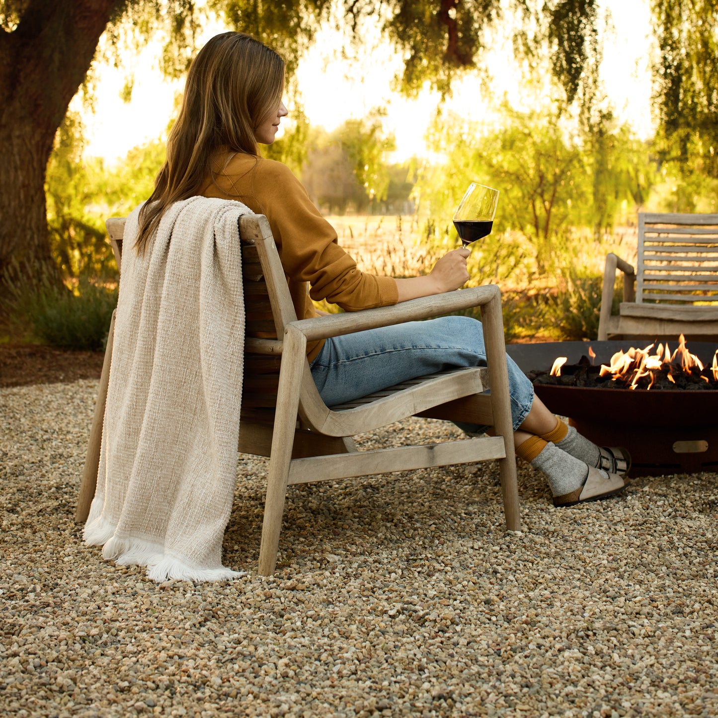 Sunbrella Crosshatch Throw Flax Drapped 2, image 13