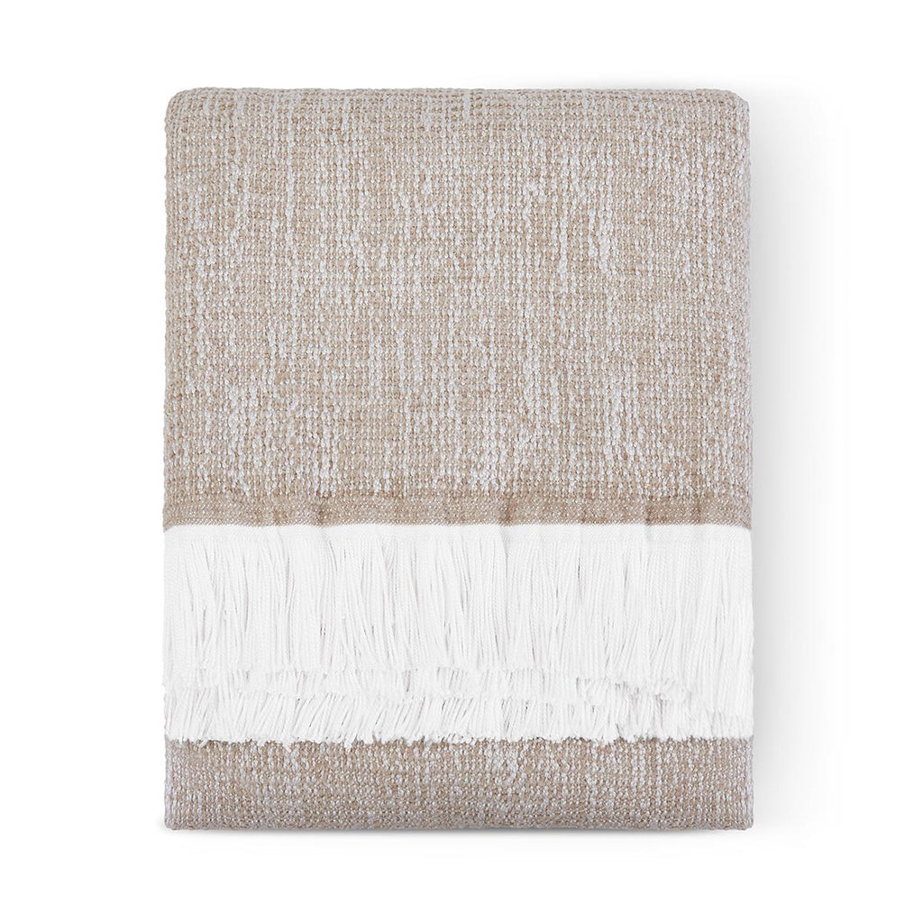 Sunbrella Crosshatch Throw Flax Folded