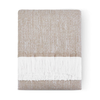 Sunbrella Crosshatch Throw Flax Folded