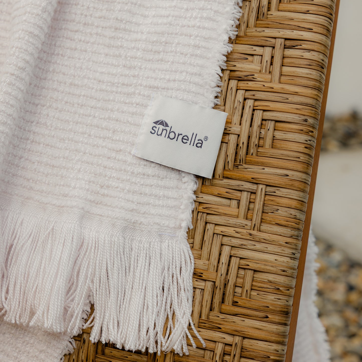 Sunbrella Crosshatch Throw White Drapped 2, image 9