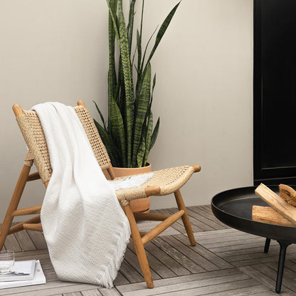 
                  Sunbrella Crosshatch Throw White Drapped - Image 7
                