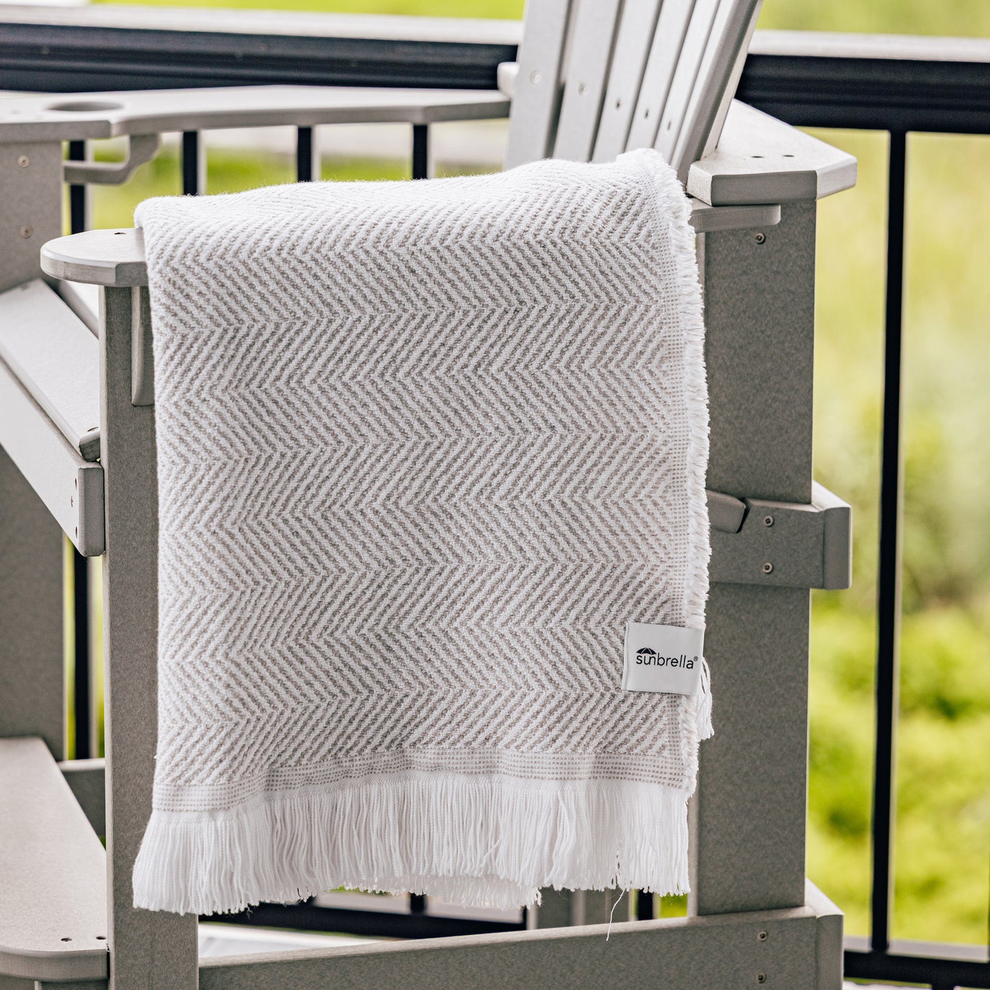Sunbrella Herringbone Throw Draped, image 2