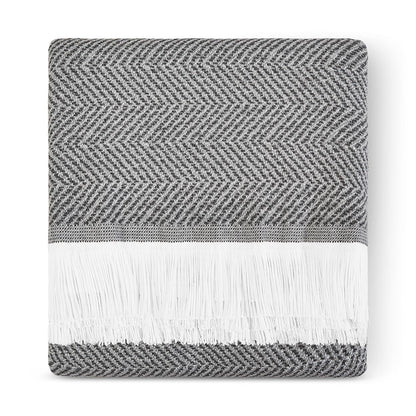 
                  Sunbrella Herringbone Throw Pewter Folded - Image 6
                