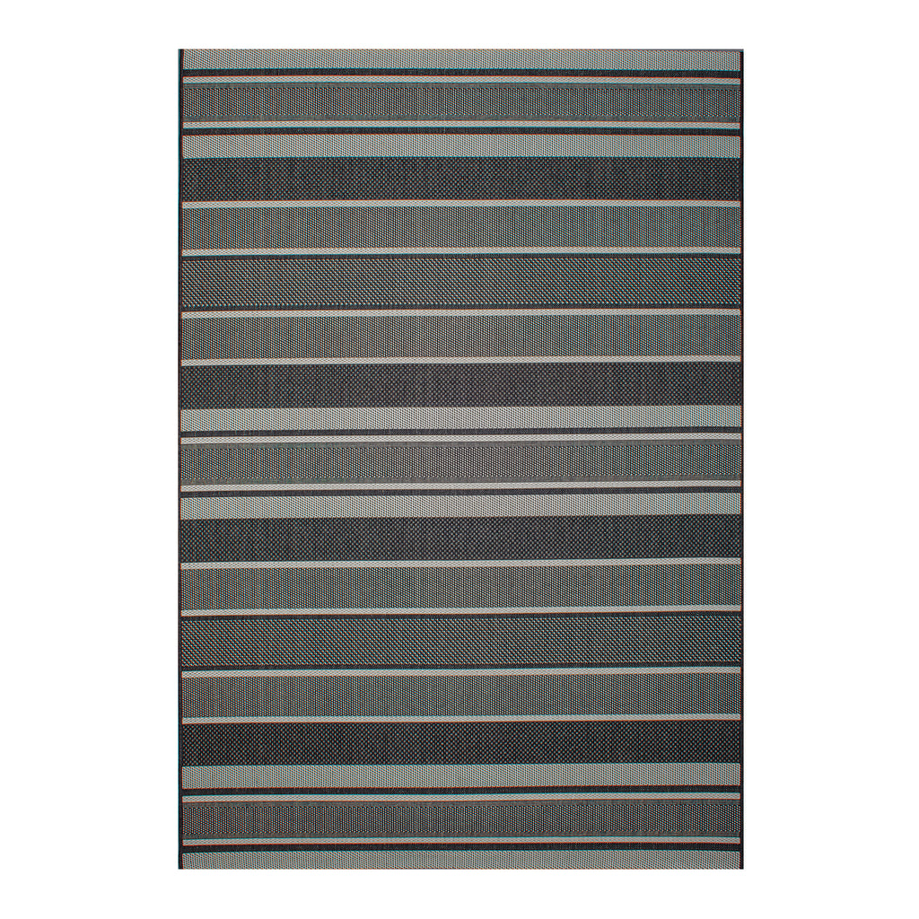 Treasure Garden 7x10 Soho Textured Stripe Black Area Rug