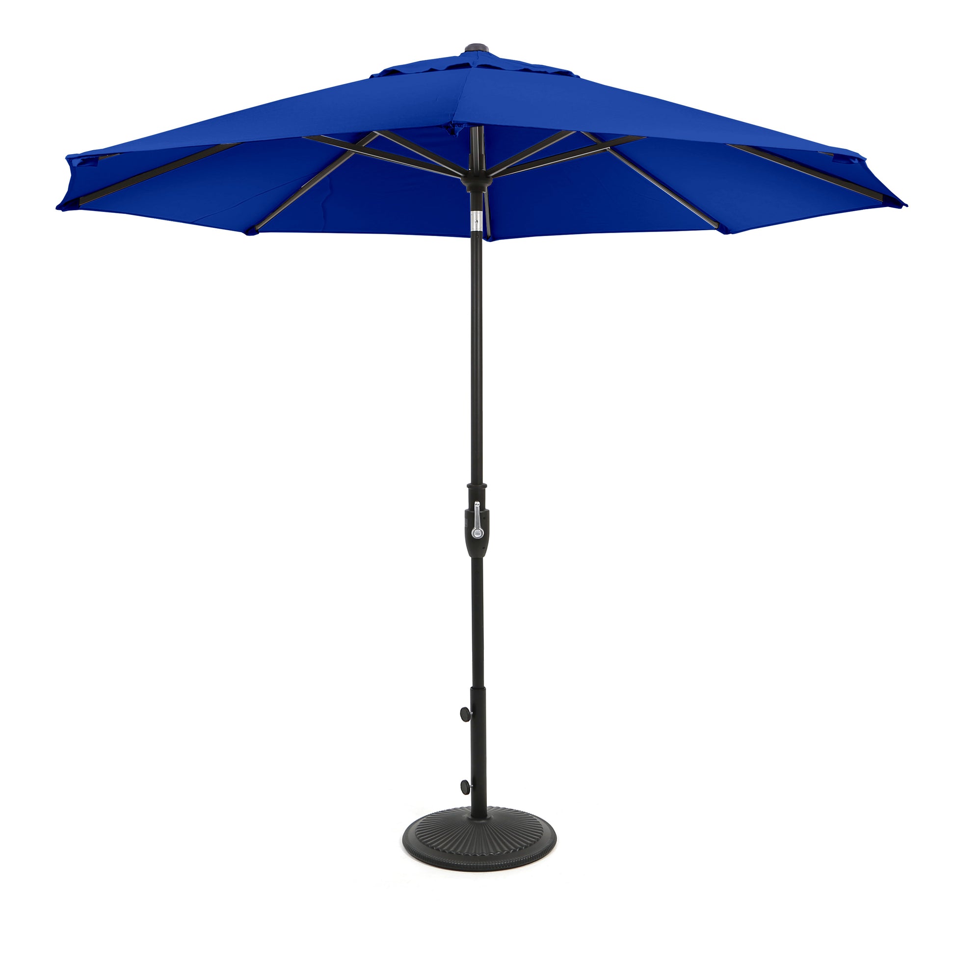 Auto Tilt Umbrella with Sunbrella Fabric 9' By Treasure Garden, Black / Pacific Blue