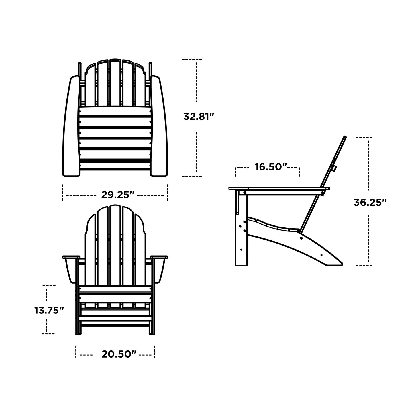 Vineyard Adirondack Chair Dimensions, image 6