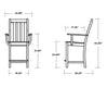 Vineyard Counter Arm Chair Dimensions