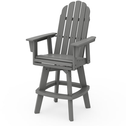 Vineyard Curveback Adirondack Swivel Bar Chair Slate Grey