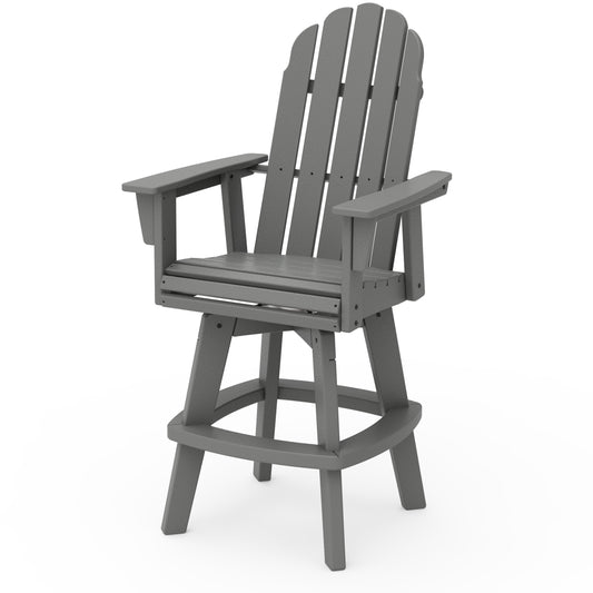 Vineyard Curveback Adirondack Swivel Bar Chair Slate Grey