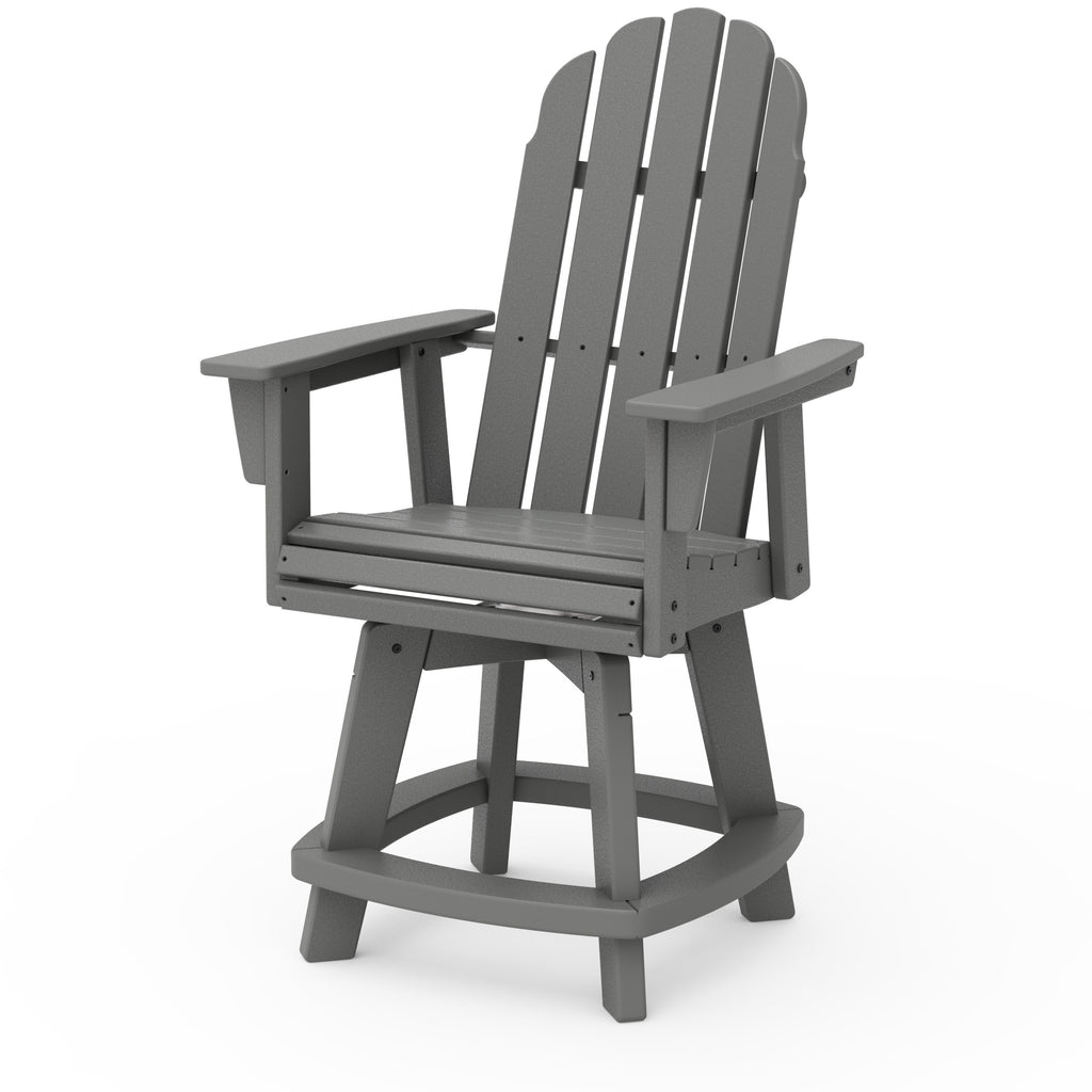 Vineyard Curveback Adirondack Swivel Counter Chair Slate Grey