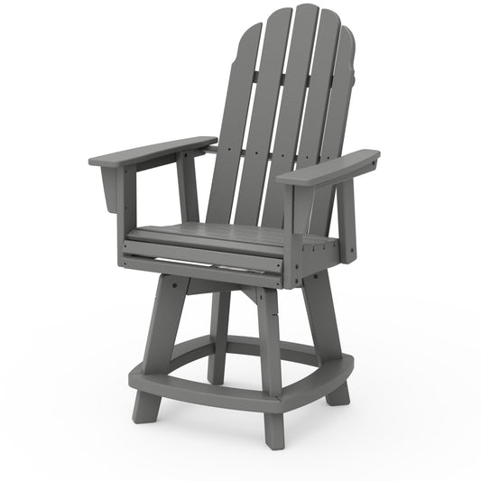 Vineyard Curveback Adirondack Swivel Counter Chair Slate Grey