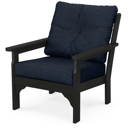 
                  Vineyard Deep Seating Chair Black Frame Marine Indigo Cushions - Image 30
                