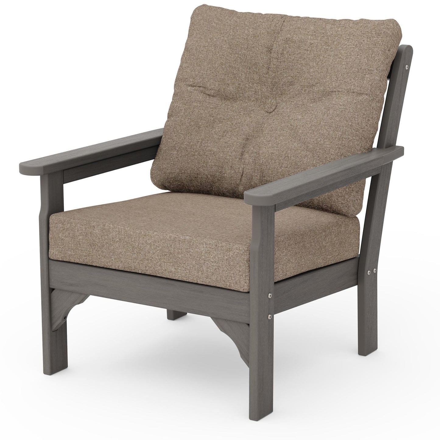 Vineyard Deep Seating Chair Driftwood Frame Spiced Burlap Cushions, image 80