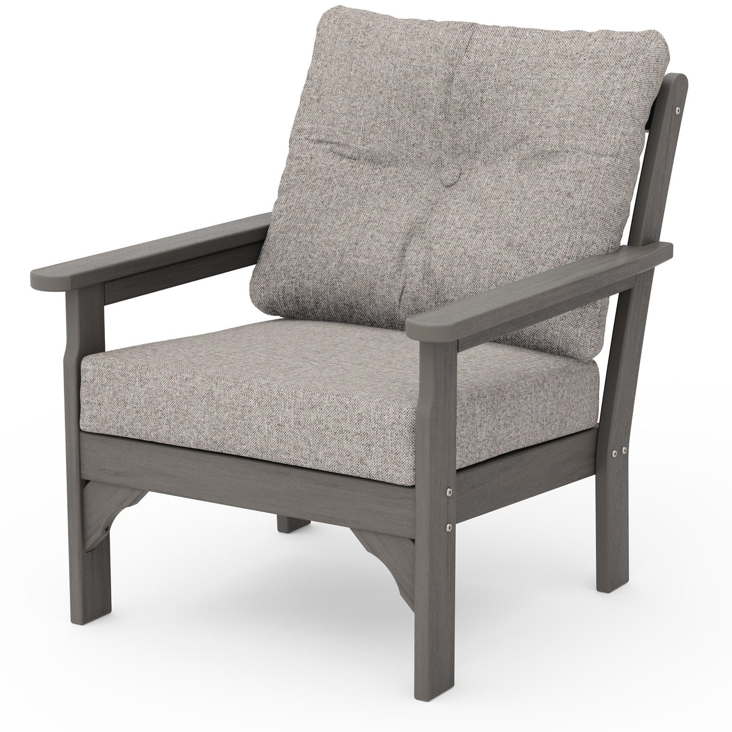 Vineyard Deep Seating Chair Driftwood Frame Weathered Tweed Cushions, image 93