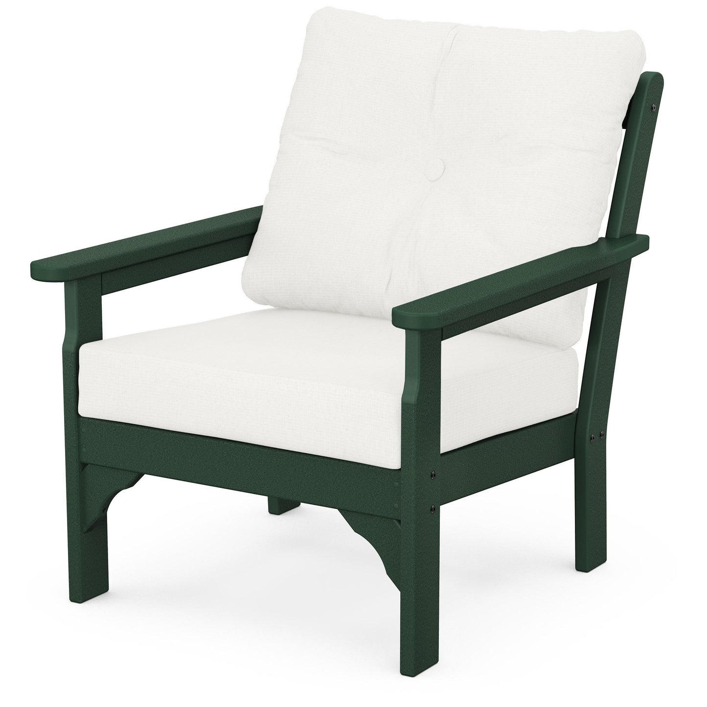 Vineyard Deep Seating Chair Green Frame Natural Linen Cushions, image 48